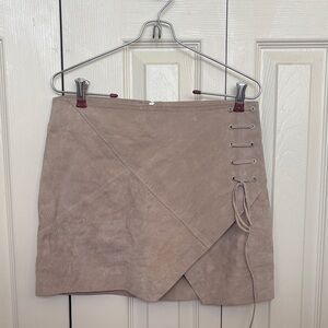Elegant Tan Suede Mini Skirt